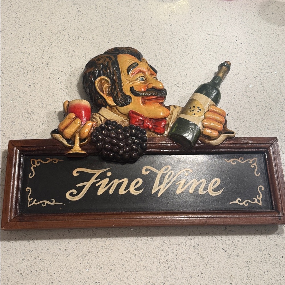 Vintage Wine Wall Plaque with Sommelier Design